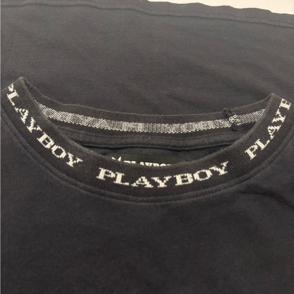 Playboy by Pacsun Men's Black Logo Crew Neck T-Shirt Medium - Picture 3 of 5